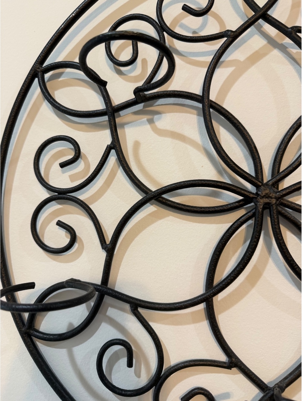 Black Iron Wall Hanging with Intricate Scrollwork and Floral Design - Decorative - Picture 3 of 7